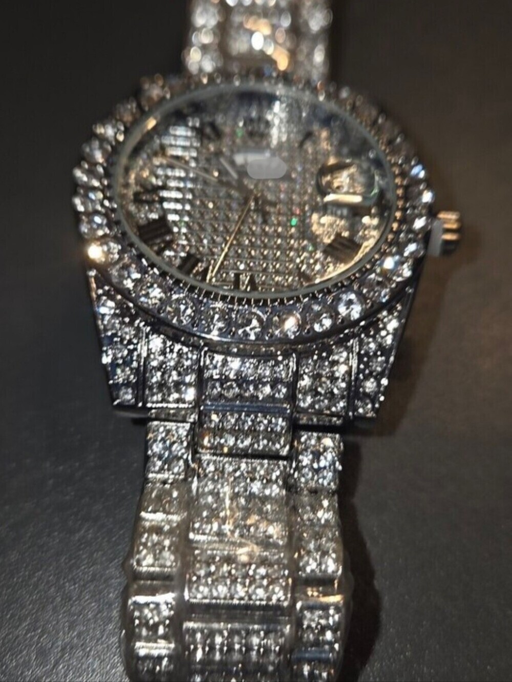 Fully Iced Out UNBRANDED VVS Moissanite Diamond Stainless Steel Watch 38MM - Picture 6 of 8